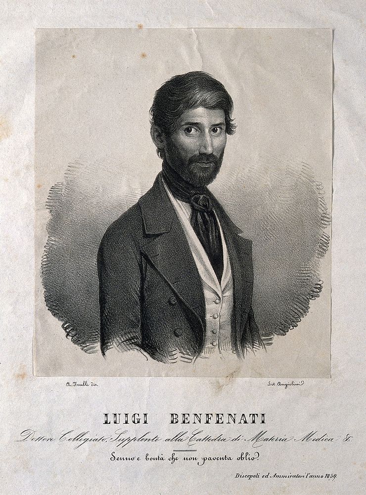 Luigi Benfenati. Lithograph by Angiolini after A. Frulli, 1850.