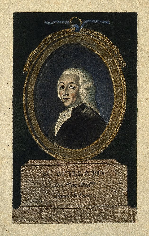 Joseph Ignace Guillotin. Coloured stipple engraving.