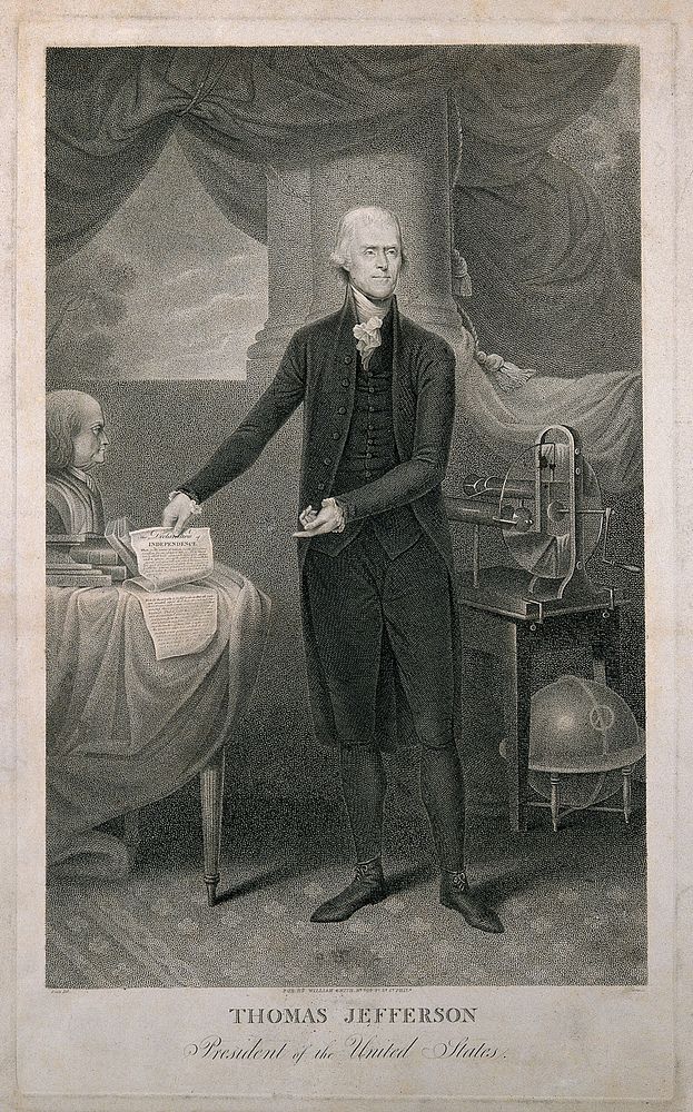 Thomas Jefferson. Stipple engraving by C. Tiebout after R. Peale.