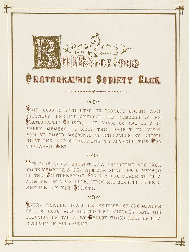 Photographic Society Club: rules of the club and photographs of members. Photograph album, 1856.