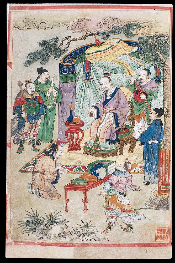 The Yellow Emperor transmits medical books to Lei Gong