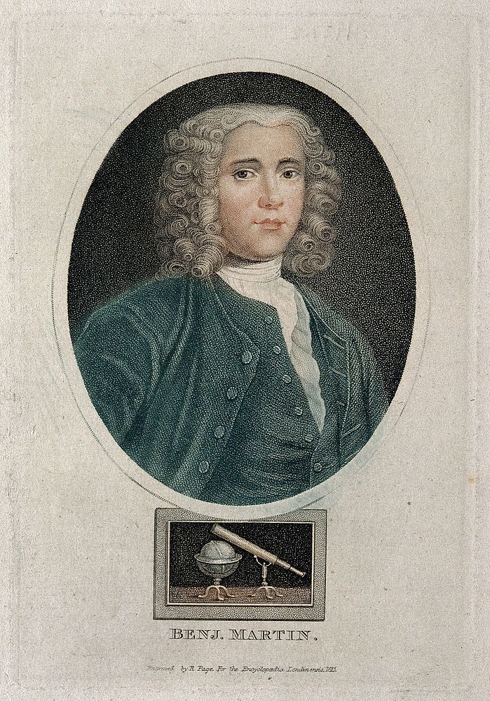 Benjamin Martin. Coloured stipple engraving by R. Page, 1815.