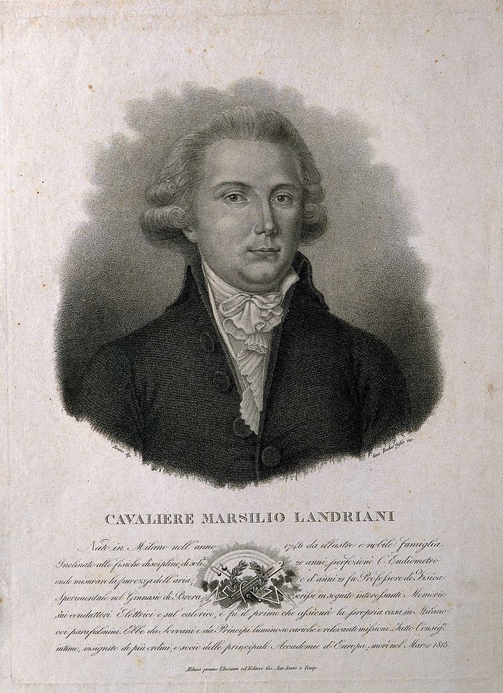 Marsilio Landriani. Stipple engraving by G. Rados, junior, after Bruni.