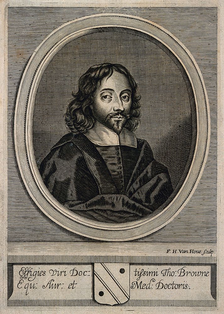 Sir Thomas Browne. Line engraving by F. van Hove, 1672.