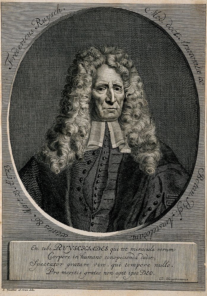 Frederik Ruysch. Line engraving after J. Wandelaar, 1723.