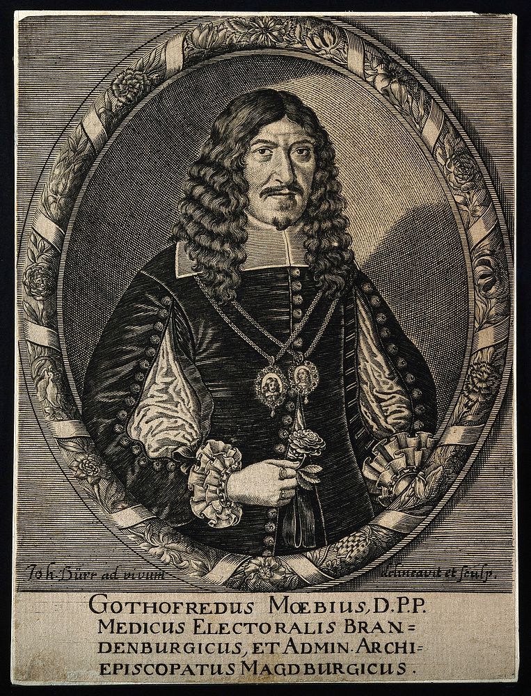 Gottfried Moebius. Line engraving by J. Dürr after himself.