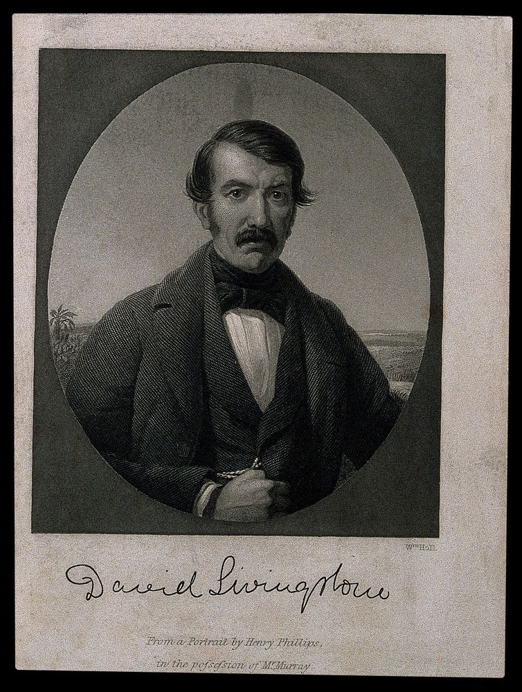 David Livingstone. Stipple engraving by W. Holl after H. Phillips.