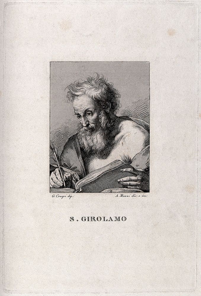 Saint Jerome. Engraving by A. Muzzi after G. Crespi.