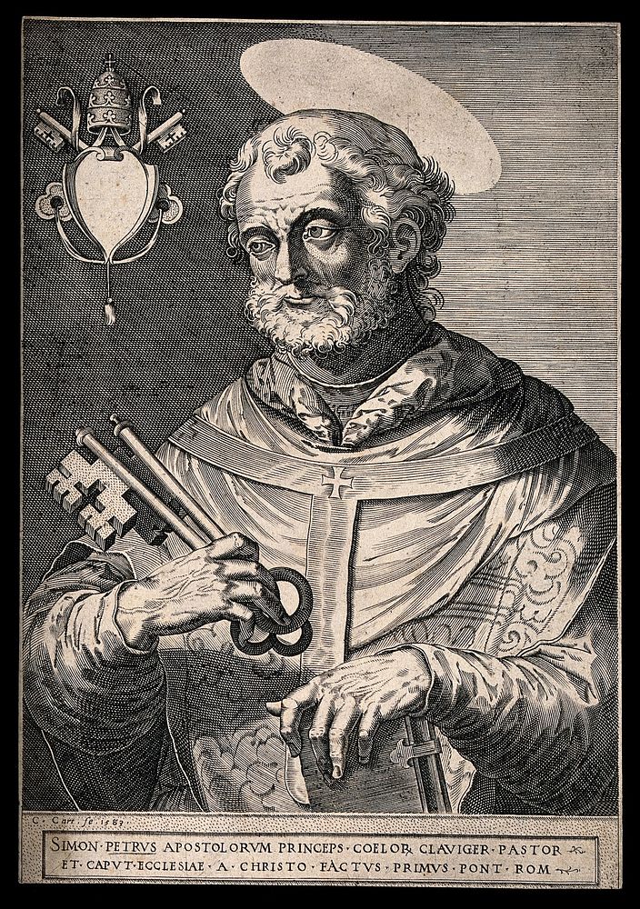 Saint Peter. Engraving attributed to C. Cort.