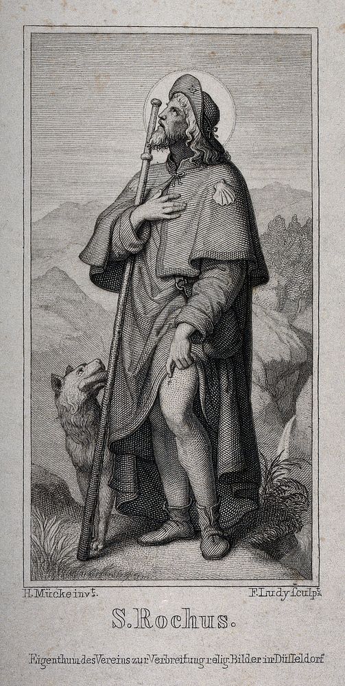 Saint Roch. Engraving by F. Ludy after K.A.H. Mücke.