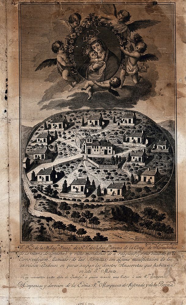 The Virgin of Belen and the hermitage of the Sierra de Cordoba. Etching by Bartolomé Vazquez, 1795.