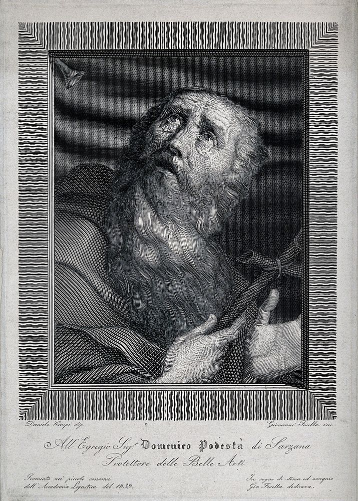 Saint Antony Abbot. Engraving by G. Fosella, 1839, after D. Crespi.