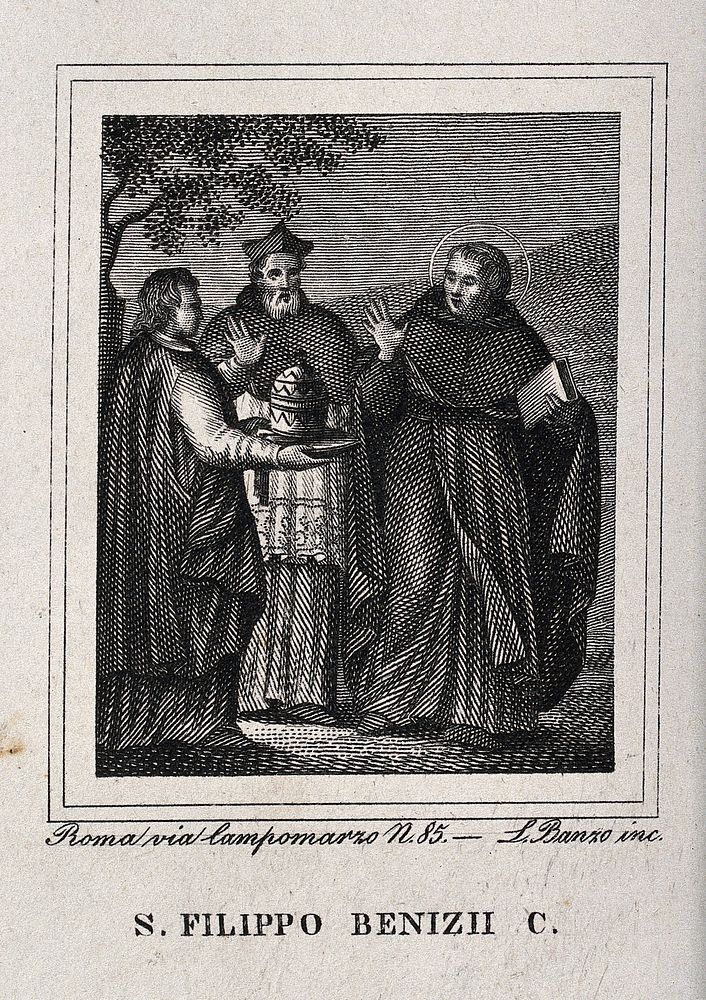 Saint Philip Benizzi. Engraving by L. Banzo.