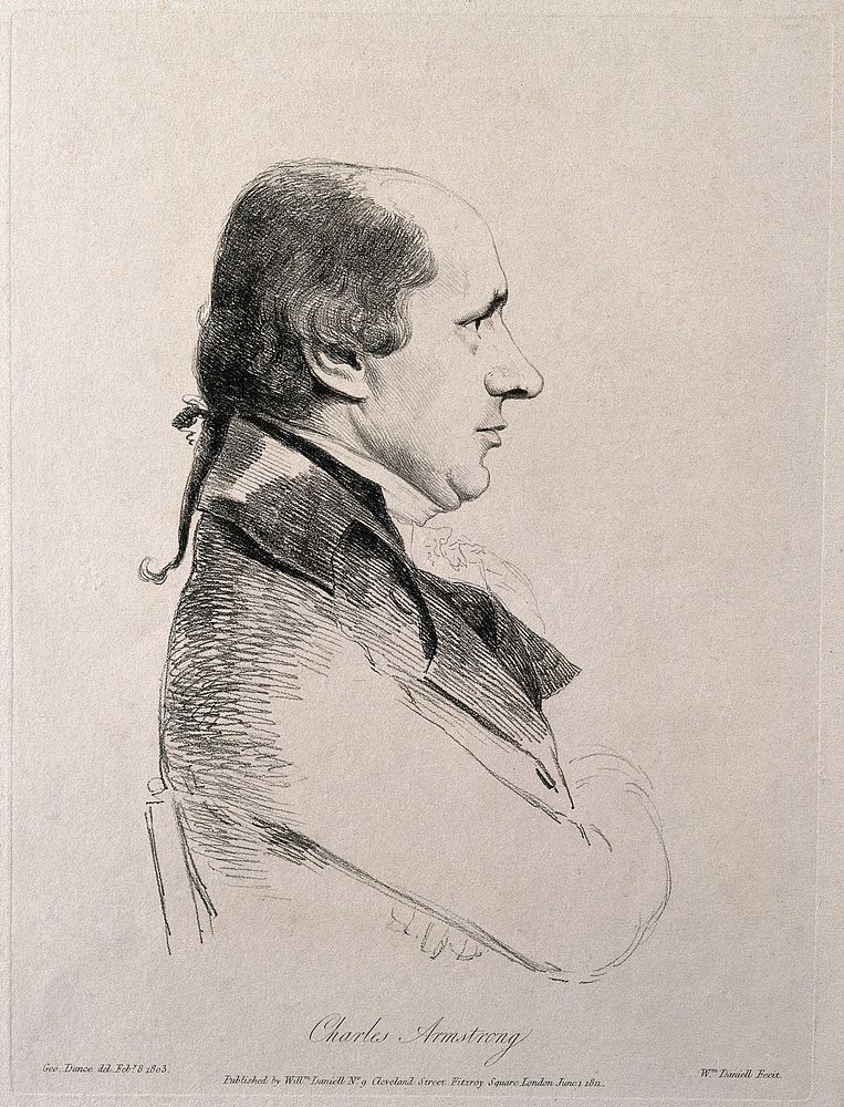 Charles Armstrong. Soft-ground etching by W. Daniell after G. Dance.