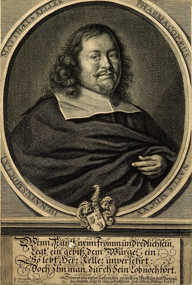 Matthaeus Keller. Line engraving by J. Sandrart after R. Werenfels.