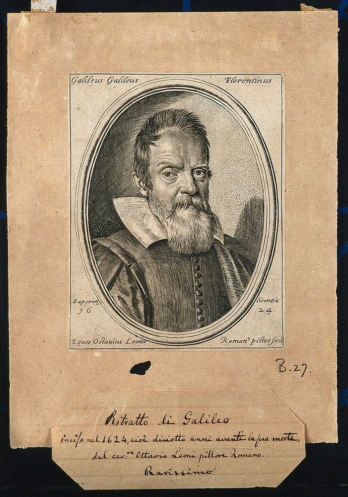 Galileo Galilei. Line engraving by O. Leoni, 1624, after himself [].