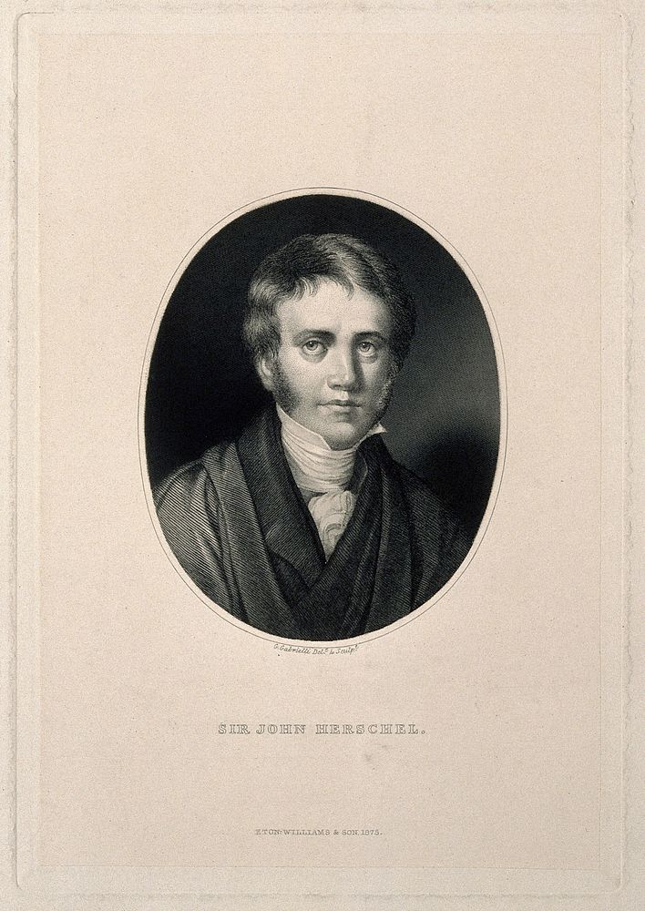 Sir John Frederick William Herschel. Stipple engraving by G. Gabrielli, 1875, after himself.