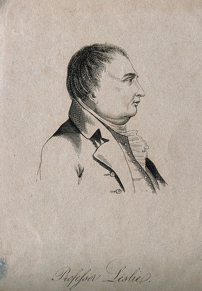 Sir John Leslie. Line engraving by W. Wastle, 1819, after P. Morris (J.G. Lockhart).