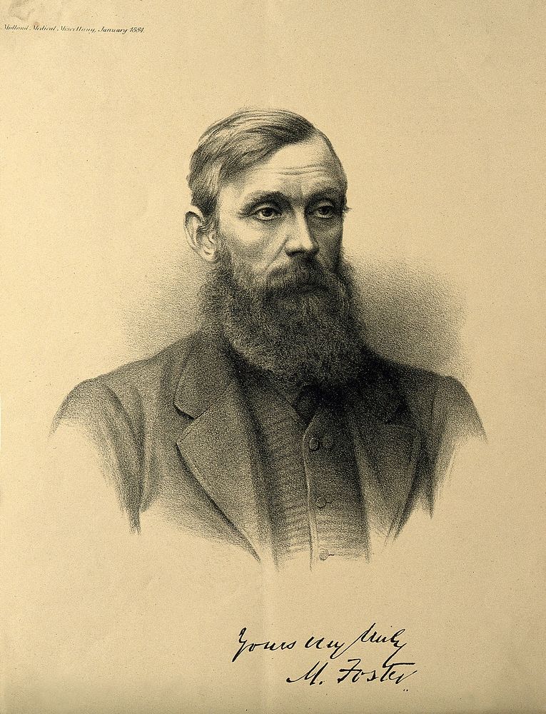 Sir Michael Foster. Lithograph, 1884.