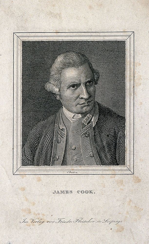 James Cook. Line engraving by C. Frosch after Sir N. Dance-Holland, 1776.