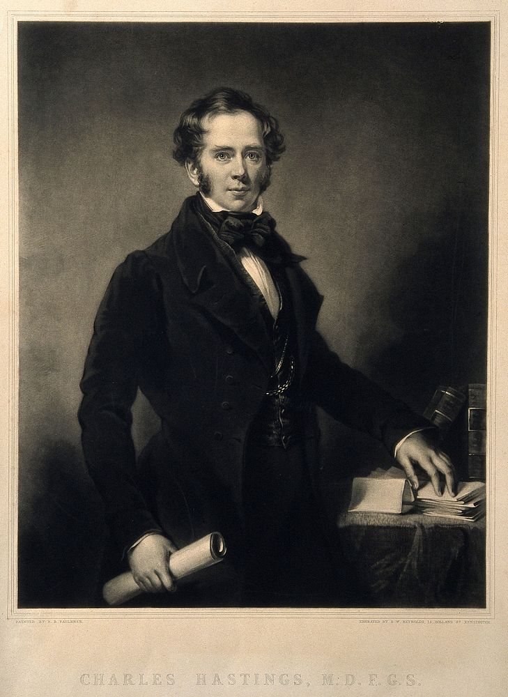Sir Charles Hastings. Mezzotint by S. W. Reynolds, junior, after R. B. Faulkner.