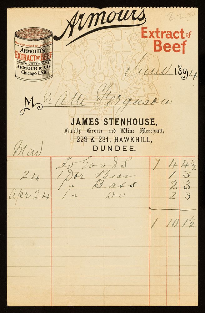 Armour's extract of beef / James Stenhouse, family grocer and wine merchant.