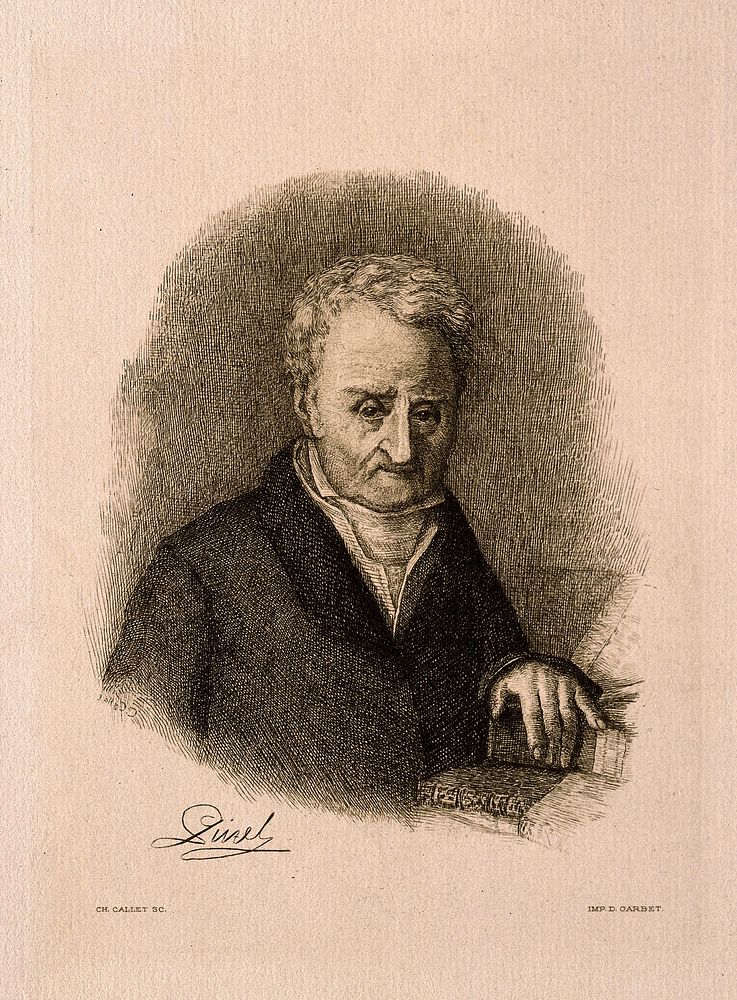 Philippe Pinel. Etching by C. Callet.