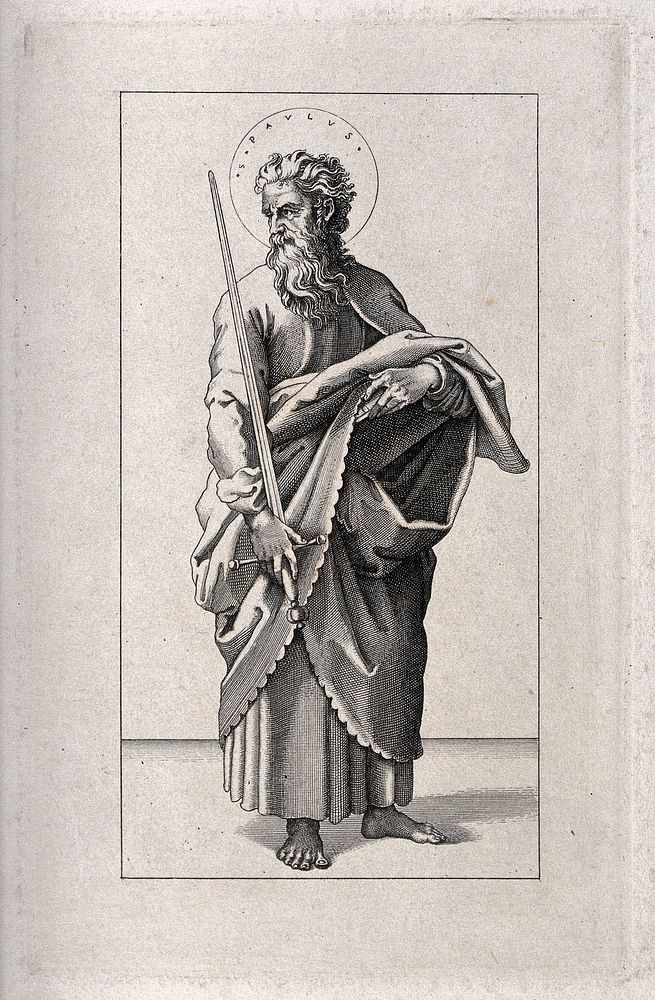 Saint Paul. Engraving after M.A. Raimondi after Raphael.