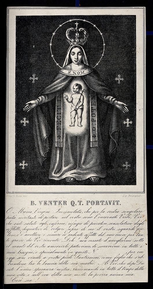 The Immaculate Virgin. Lithograph after Giuseppe Rosa.