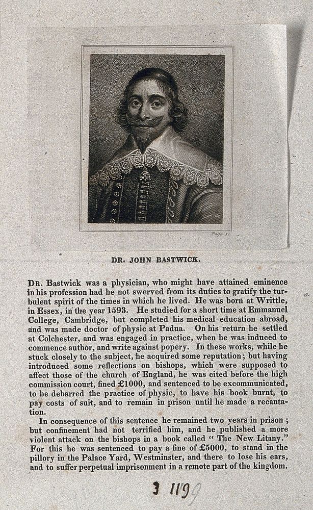 John Bastwick. Stipple engraving by Page.