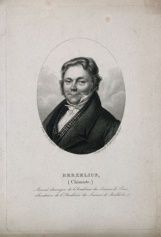 Jöns Jacob Berzelius. Stipple engraving by A. Tardieu after F. Krüger, 1828.