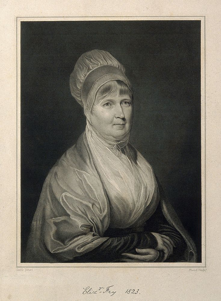 Elizabeth Fry. Stipple engraving by T. Blood, 1823, after C.R. Leslie.
