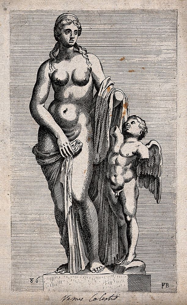 Venus and Cupid. Etching by F. Perrier.