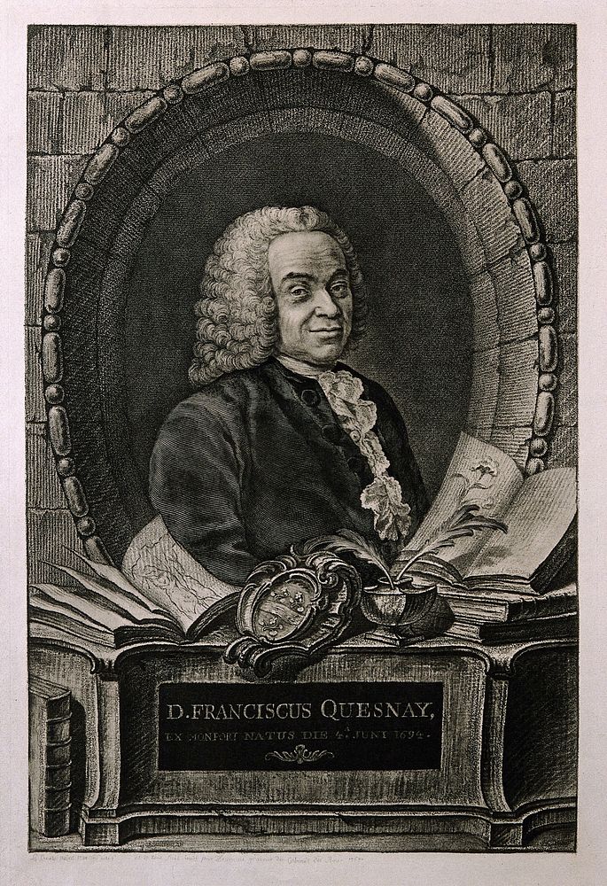 François Quesnay. Heliogravure after J.C. François, 1767, after J. M. Frédou.