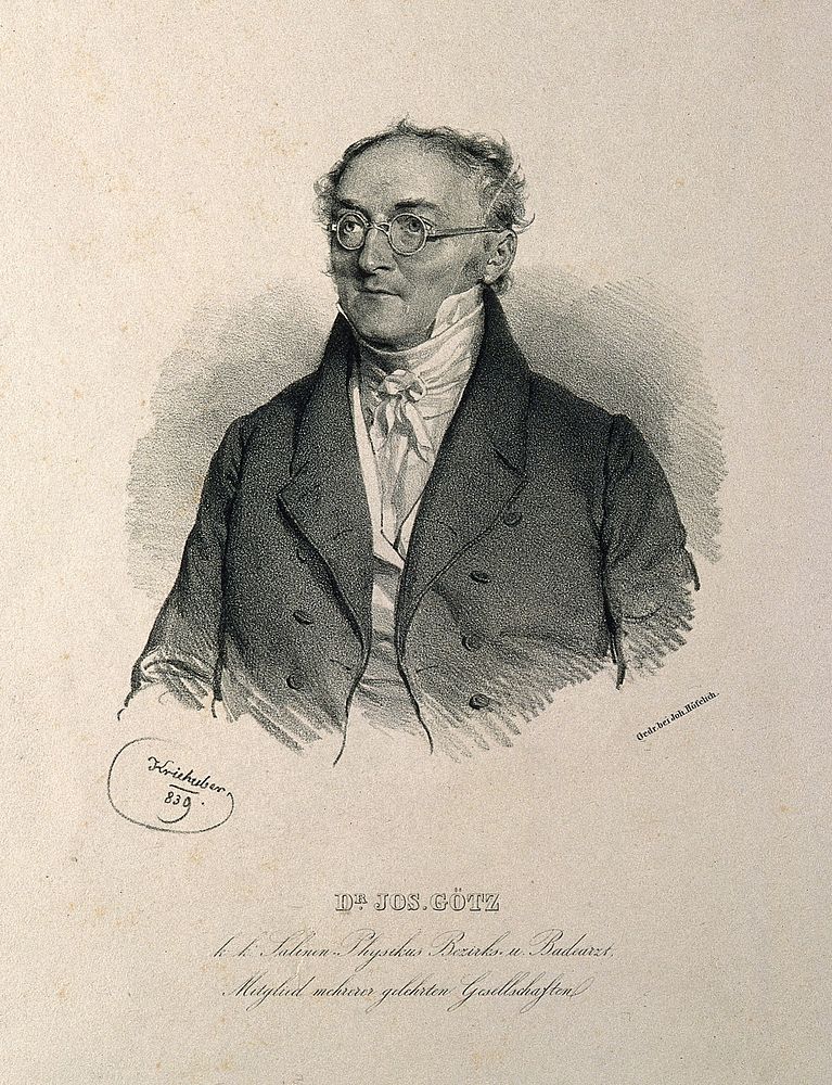 Joseph Goetz. Lithograph by J. Kriehuber, 1839.
