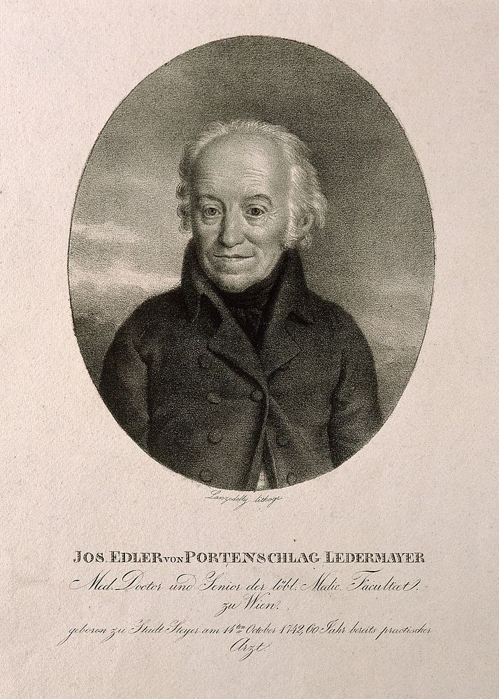 Joseph, Edler von Portenschlag Ledermayer, the elder. Lithograph by J. Lanzedelli after himself.