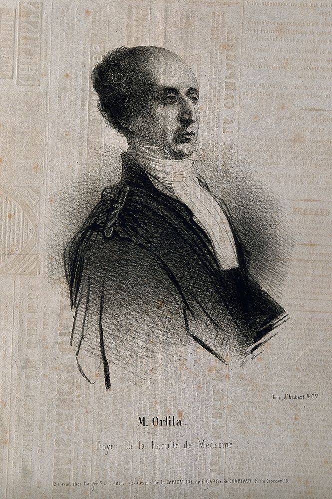 Pierre Matthieu Joseph Bonaventure Orfila. Lithograph.