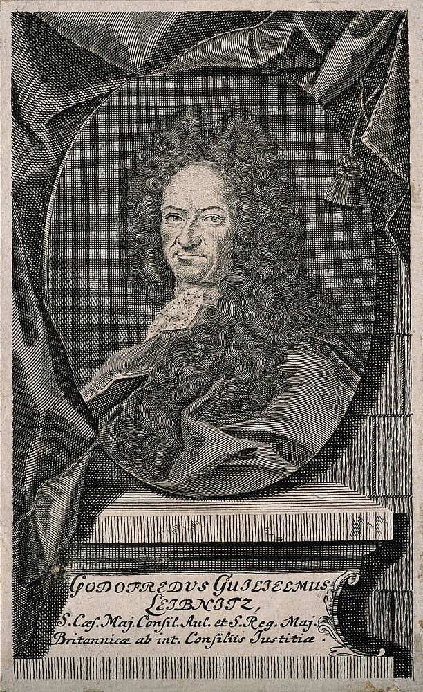 Gottfried Wilhelm, Baron von Leibniz. Line engraving.