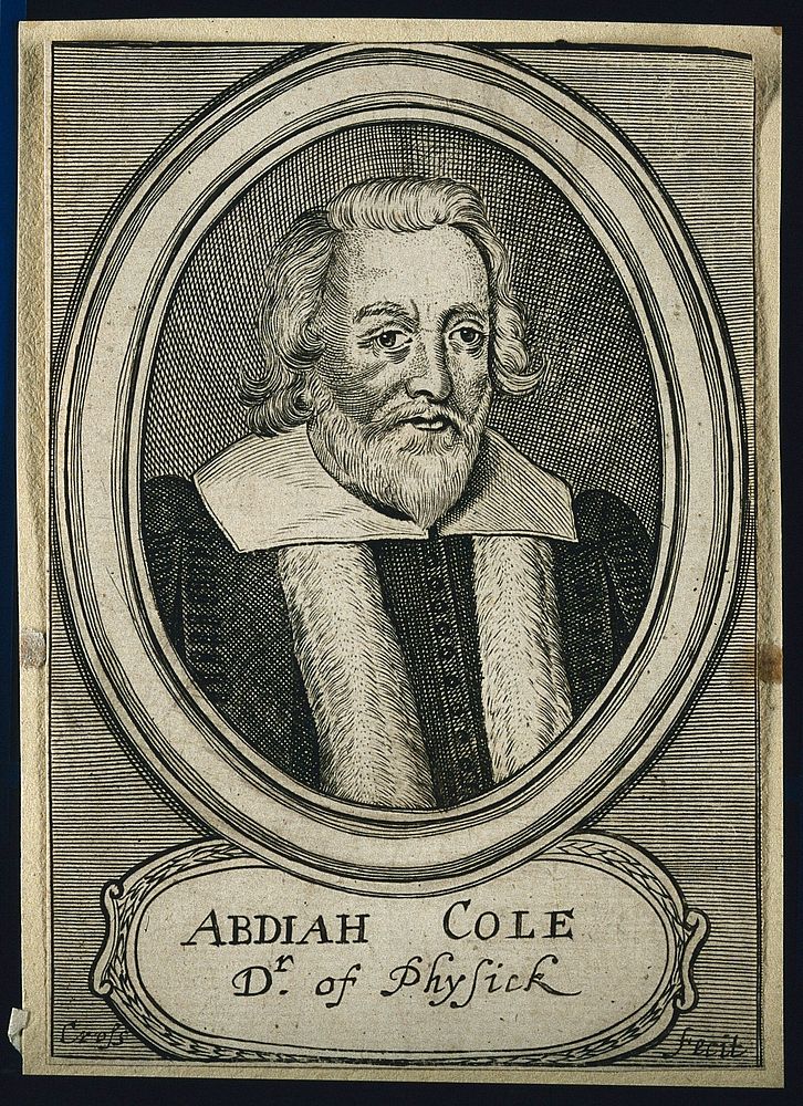 Abdiah Cole. Line engraving by T. Cross, 1678.