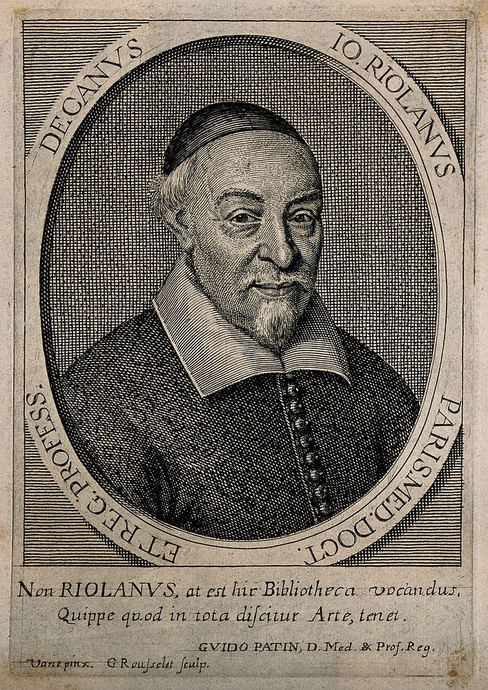 Jean Riolan. Line engraving by G. Rousselet after Varie.