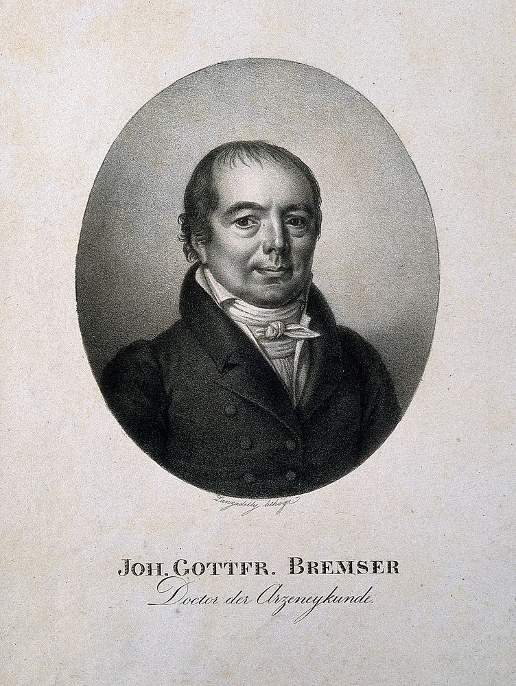 Johann Gottfried Bremser. Lithograph by K. Lanzedelly.