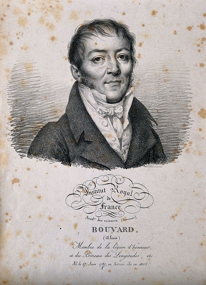 Alexis Bouvard. Lithograph by J. Boilly, 1821.