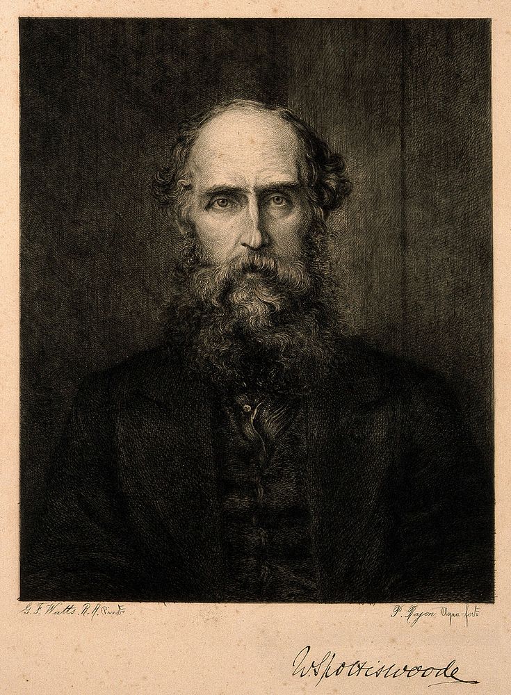 William Spottiswoode. Etching by P.A. Rajon after G. F. Watts.