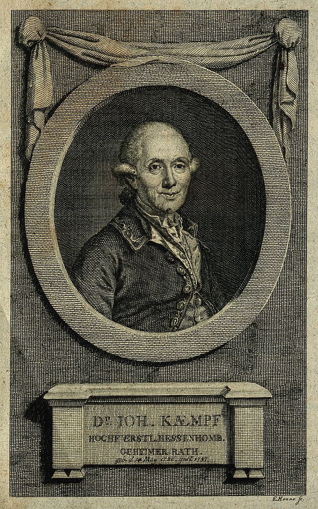 Johann Kaempf. Line engraving by E. Henne.