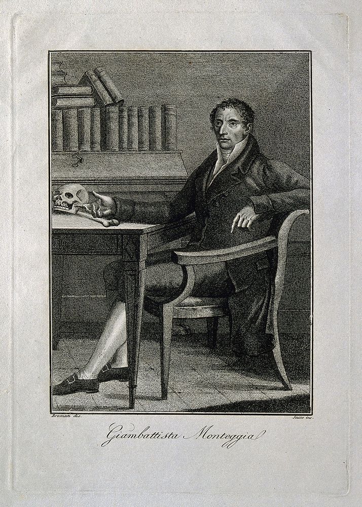 Giovanni Battista Monteggia. Stipple engraving by Sasso after A. Bramati.