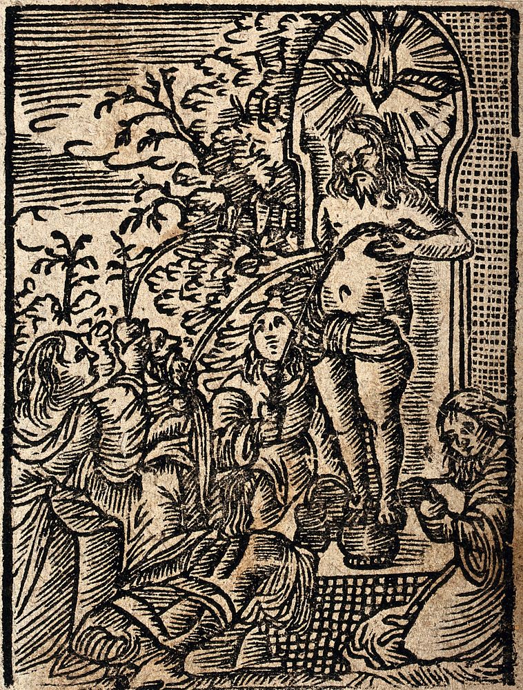Christ as Fountain of Life. Woodcut.