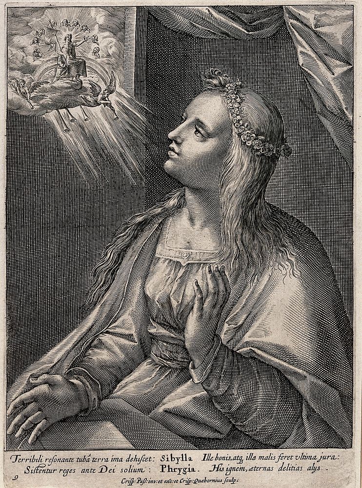The Phrygian sibyl. Engraving by C. van den Queborne after C. de Passe I.
