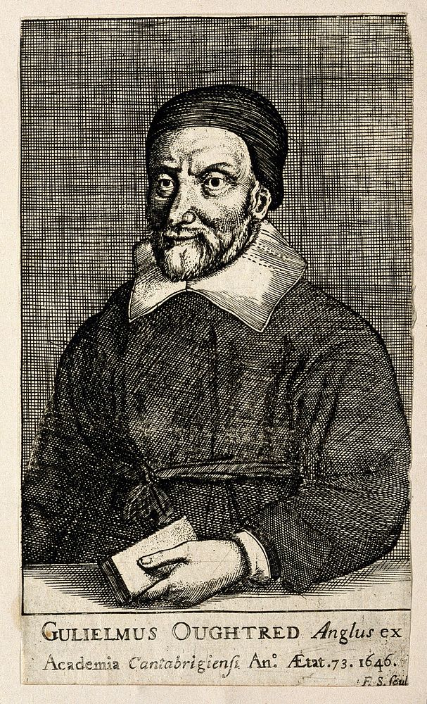 William Oughtred. Line engraving by [F. S.] after W. Hollar.
