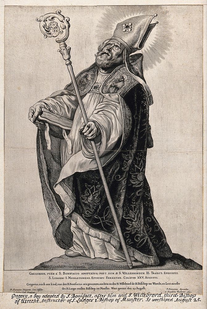 Saint Gregory the Great. Engraving by C. de Visscher, 1650, after P. Soutman.