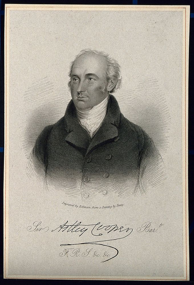 Sir Astley Paston Cooper. Stipple engraving by H. Robinson after E. Penny.